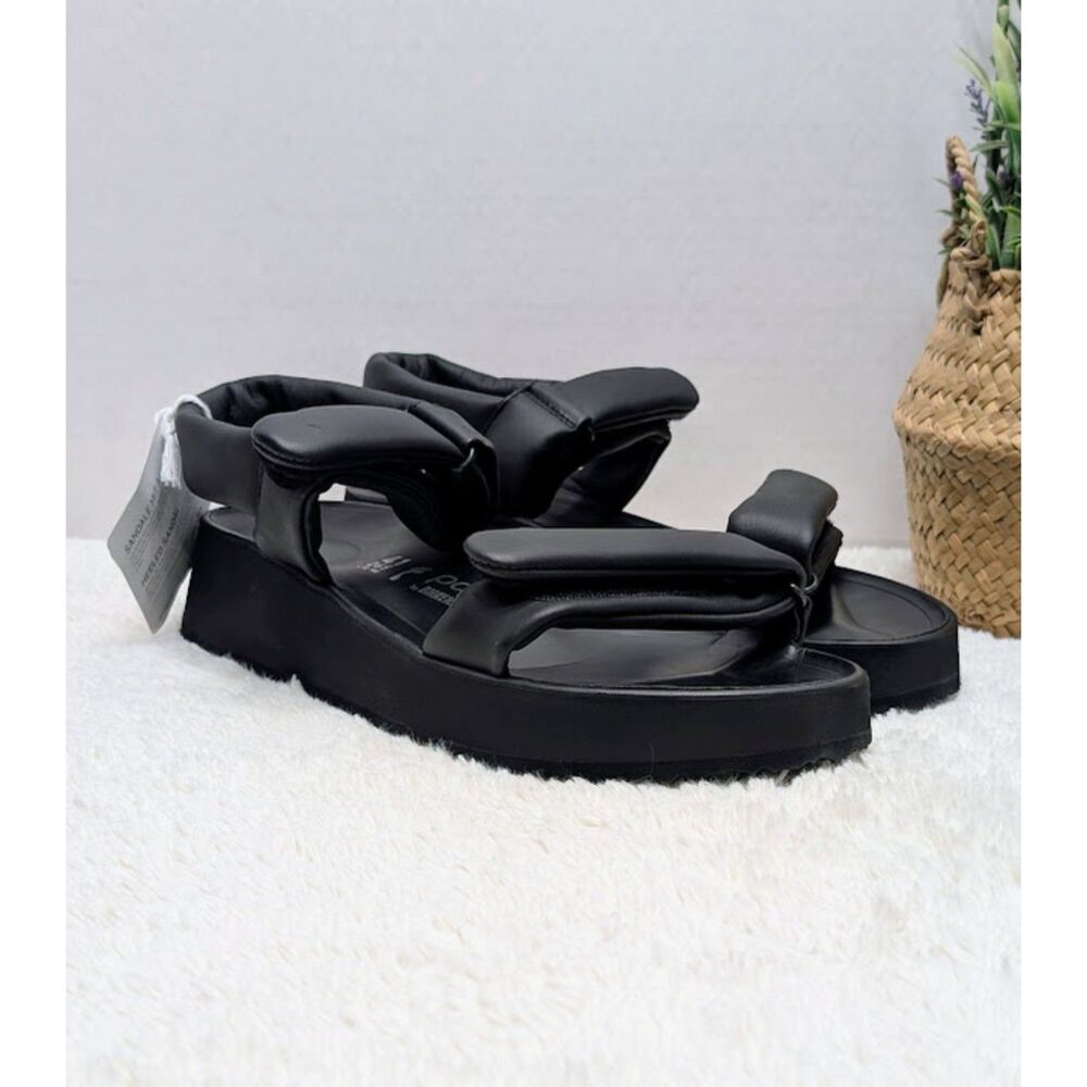 Birkenstock Papillio Theda Black Natural Leather Wedge Sandals W10 EU 41 NWT
